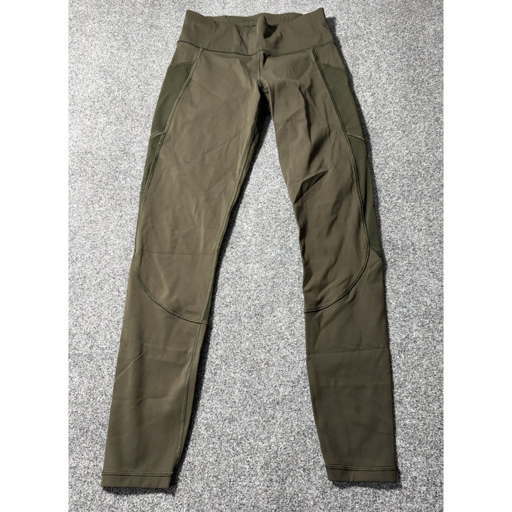Lululemon Miles Ahead Tight Dark Olive Green High Rise Mesh Size 6 Womens W5ANQS